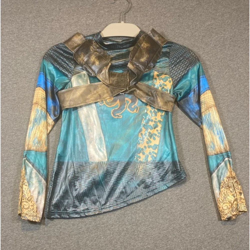 Disney‎ Descendants 3 Uma Costume Kids 9/10 Teal Gold Pirate Sequin 4pc Set